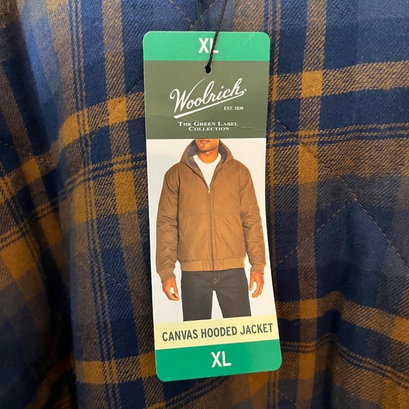 Woolrich Men's Cotton Canvas Flannel Lined Hooded Jacket - Brown Size XXL - Picture 7 of 12